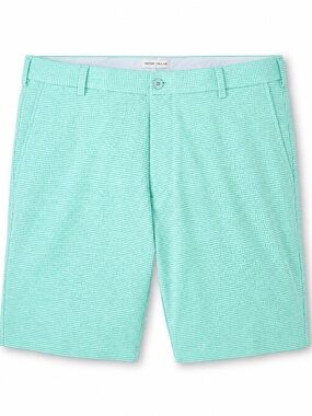 Men’s Peter Millar Wicking Salem Houndstooth Golf Shorts Pattern Green Size 38